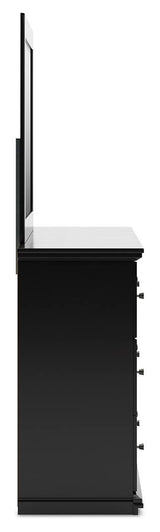 Maribel Black Twin Panel Bed, Dresser and Mirror from Ashley Furniture - Luna Furniture