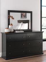 Maribel Full Panel Bed with Mirrored Dresser and Nightstand in Black from Ashley - Luna Furniture