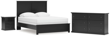 Maribel Queen Panel Bed with Dresser in Black from Ashley - Luna Furniture