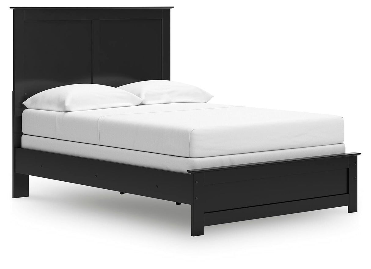 Maribel Full Panel Bed with Mirrored Dresser and Nightstand in Black from Ashley - Luna Furniture