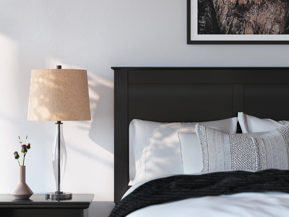 Maribel Full Panel Bed with Mirrored Dresser and Nightstand in Black from Ashley - Luna Furniture