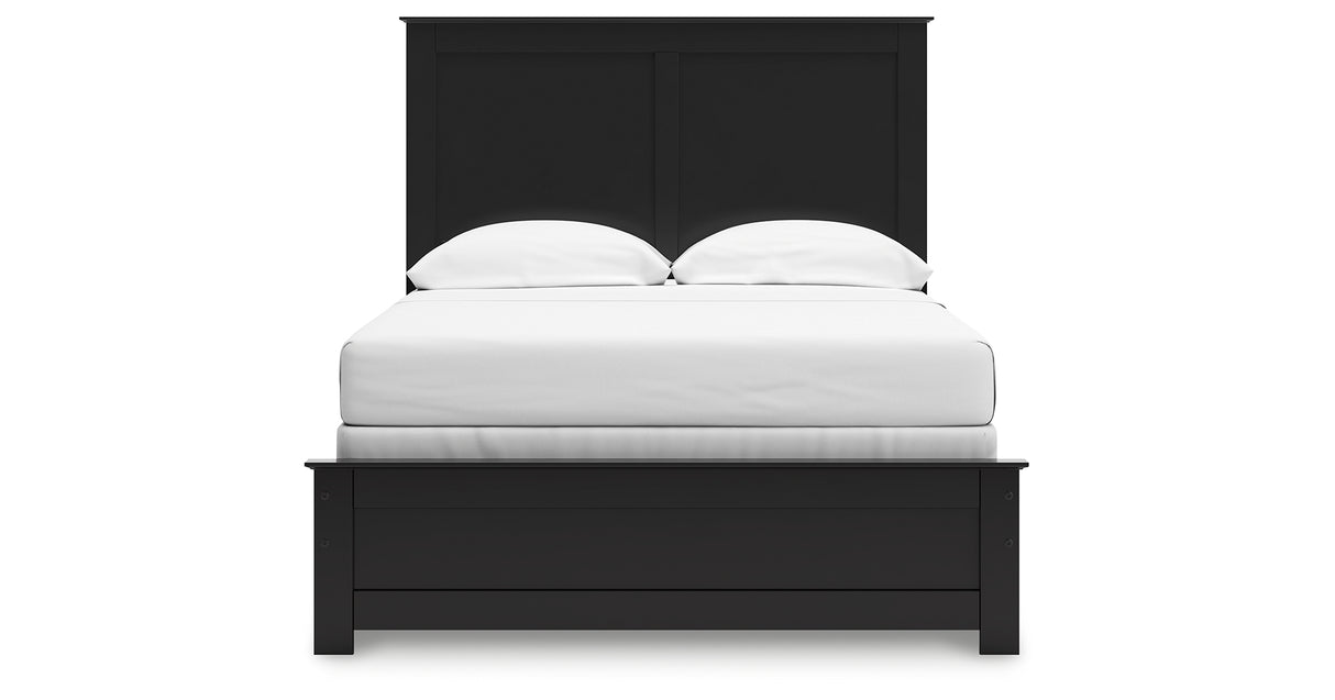Maribel Full Panel Bed with Mirrored Dresser and Chest in Black from Ashley Furniture - Luna Furniture