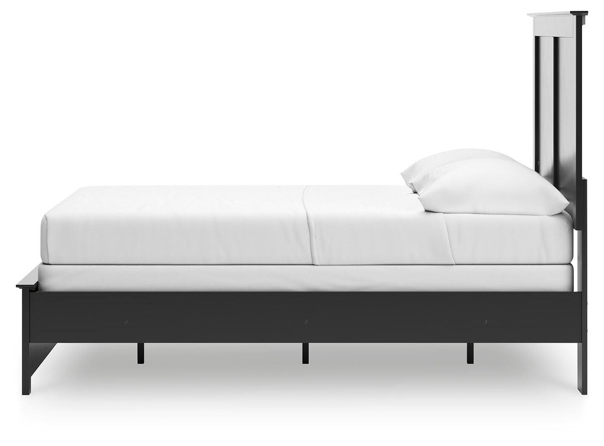 Maribel Full Panel Bed with Mirrored Dresser and Nightstand in Black from Ashley - Luna Furniture