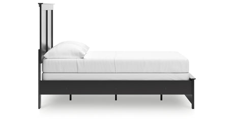 Maribel Full Panel Bed with Mirrored Dresser in Black from Ashley Furniture - Luna Furniture