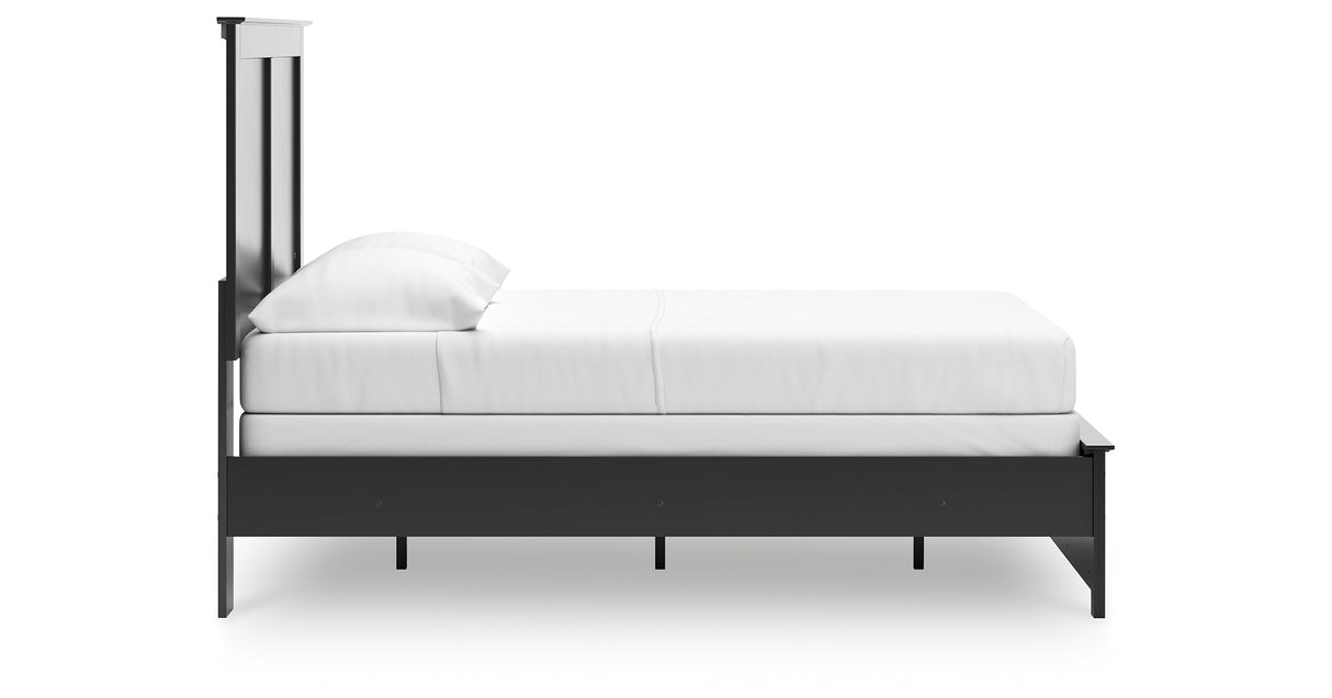 Maribel Full Panel Bed with Mirrored Dresser and Nightstand in Black from Ashley Furniture - Luna Furniture