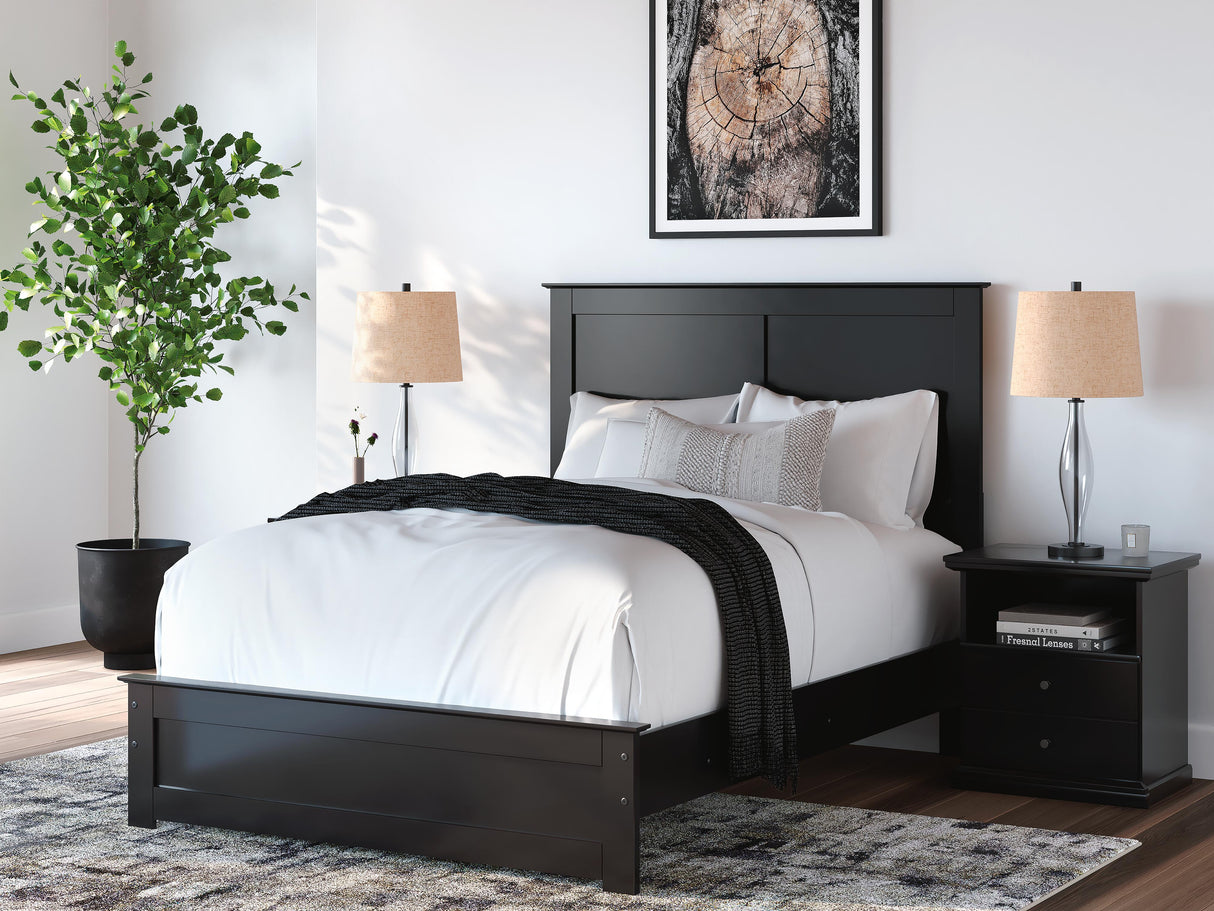 Maribel Full Panel Bed with Mirrored Dresser and Nightstand in Black from Ashley - Luna Furniture