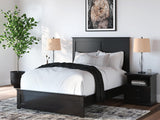 Maribel Full Panel Bed with Mirrored Dresser and Nightstand in Black from Ashley - Luna Furniture