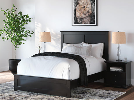 Maribel Full Panel Bed with Mirrored Dresser and Nightstand in Black from Ashley - Luna Furniture