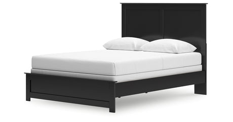 Maribel Queen Panel Bed with Mirrored Dresser, Chest and 2 Nightstands in Black from Ashley Furniture - Luna Furniture