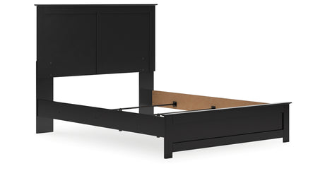 Maribel Queen Panel Bed with Mirrored Dresser and Chest in Black from Ashley Furniture - Luna Furniture