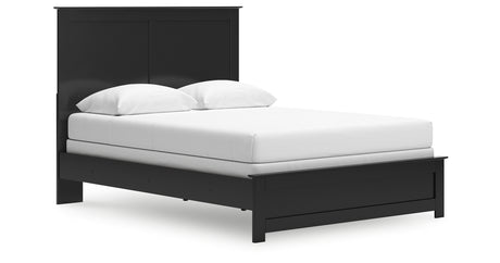 Maribel Queen Panel Bed with Mirrored Dresser, Chest and Nightstand in Black from Ashley Furniture - Luna Furniture