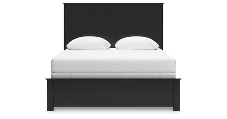 Maribel Queen Panel Bed with Mirrored Dresser, Chest and Nightstand in Black from Ashley Furniture - Luna Furniture