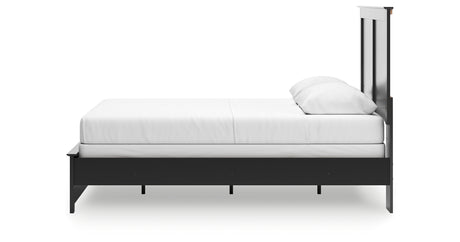 Maribel Queen Panel Bed with Mirrored Dresser, Chest and Nightstand in Black from Ashley Furniture - Luna Furniture