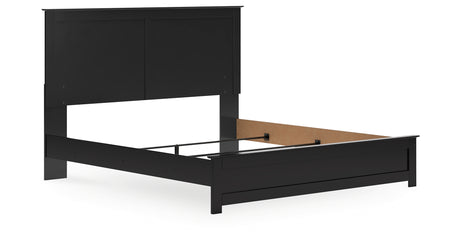 Maribel King Panel Bed with Mirrored Dresser and Nightstand in Black from Ashley Furniture - Luna Furniture