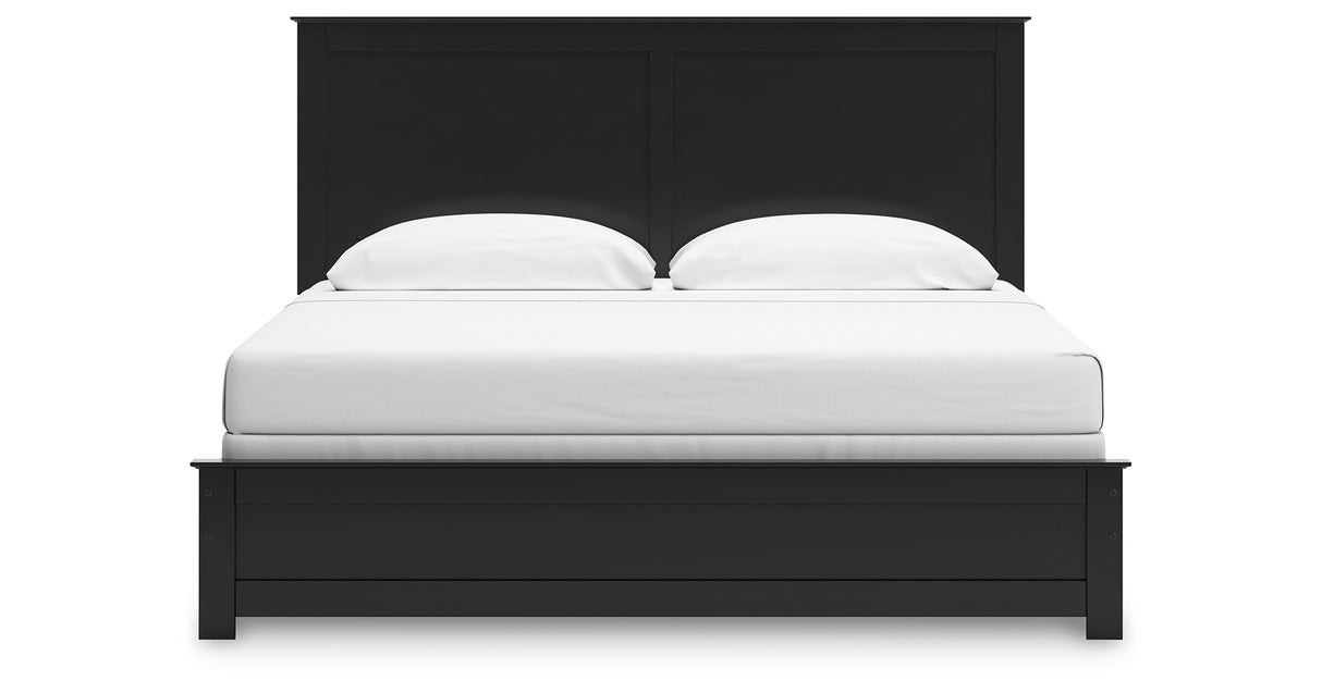 Maribel King Panel Bed with Mirrored Dresser and 2 Nightstands in Black from Ashley Furniture - Luna Furniture