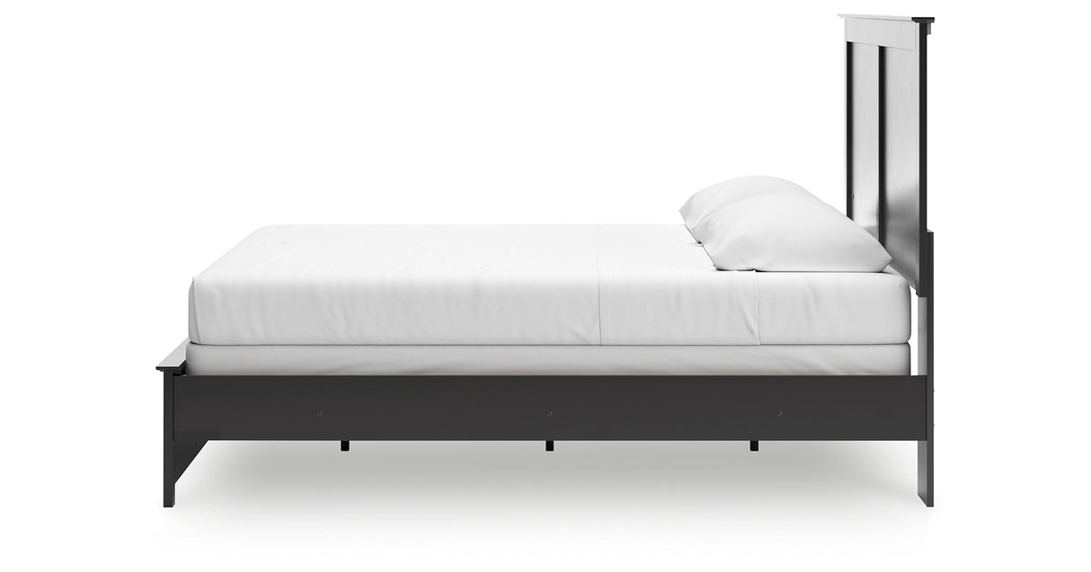 Maribel King Panel Bed with Mirrored Dresser and 2 Nightstands in Black from Ashley Furniture - Luna Furniture