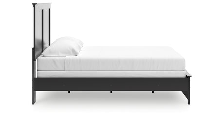 Maribel King Panel Bed with Mirrored Dresser and Chest in Black from Ashley Furniture - Luna Furniture