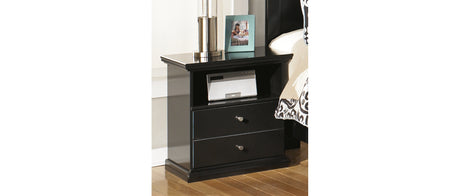 Maribel Twin Panel Bed with Mirrored Dresser, Chest and 2 Nightstands in Black from Ashley Furniture - Luna Furniture