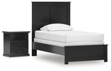 Maribel Black Twin Panel Bed and Nightstand