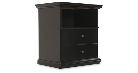 Maribel Queen Panel Bed with Mirrored Dresser, Chest and 2 Nightstands in Black from Ashley Furniture - Luna Furniture