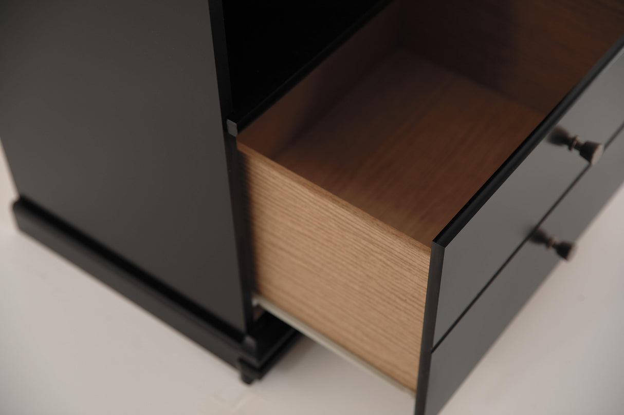 Maribel Full Panel Bed with Mirrored Dresser and Nightstand in Black from Ashley - Luna Furniture