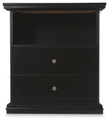 Maribel Black Twin Panel Bed and Nightstand