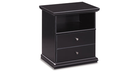 Maribel Twin Panel Bed with Mirrored Dresser and Nightstand in Black from Ashley Furniture - Luna Furniture
