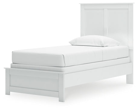 Bostwick Shoals Twin Panel Bed with Mirrored Dresser in White from Ashley - Luna Furniture