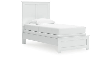 Bostwick Shoals Twin Panel Bed with Mirrored Dresser and Nightstand in White from Ashley - Luna Furniture