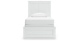 Bostwick Shoals Twin Panel Bed with Mirrored Dresser and Chest in White from Ashley - Luna Furniture