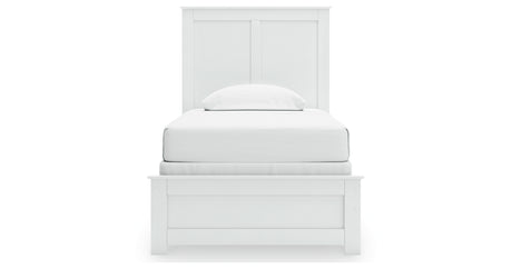 Bostwick Shoals Twin Panel Bed with Mirrored Dresser and Chest in White from Ashley - Luna Furniture