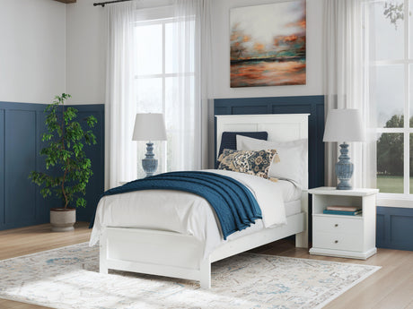 Bostwick Shoals White Twin Panel Bed, Dresser, Mirror and Nightstand from Ashley Furniture - Luna Furniture