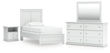 Bostwick Shoals White Twin Panel Bed, Dresser, Mirror and Nightstand from Ashley Furniture - Luna Furniture