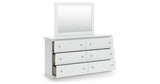 Bostwick Shoals Twin Panel Bed with Mirrored Dresser and Nightstand in White from Ashley Furniture - Luna Furniture