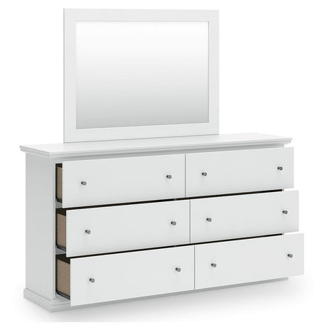 Bostwick Shoals White Twin Panel Bed, Dresser, Mirror and Nightstand from Ashley Furniture - Luna Furniture