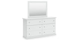 Bostwick Shoals Full Panel Bed with Mirrored Dresser, Chest and Nightstand in White from Ashley Furniture - Luna Furniture