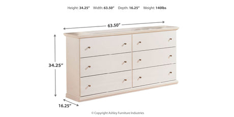 Bostwick Shoals Full Panel Bed with Dresser and Nightstand in White from Ashley - Luna Furniture