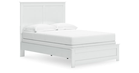 Bostwick Shoals Full Panel Bed with Mirrored Dresser and 2 Nightstands in White from Ashley - Luna Furniture