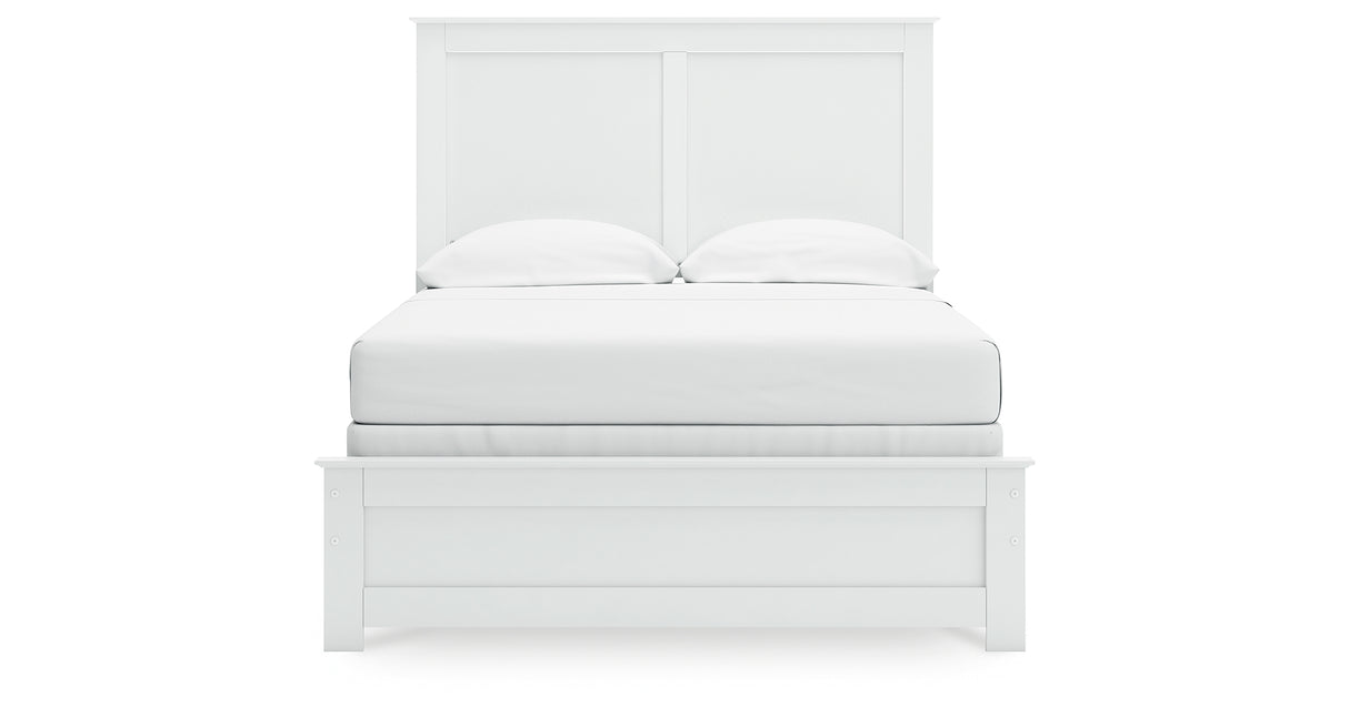 Bostwick Shoals Full Panel Bed with Mirrored Dresser in White from Ashley - Luna Furniture