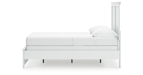 Bostwick Shoals Full Panel Bed with Mirrored Dresser in White from Ashley - Luna Furniture