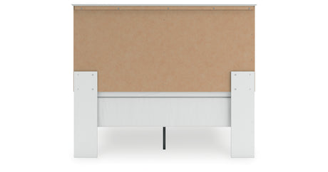 Bostwick Shoals Queen Panel Bed with Mirrored Dresser, Chest and 2 Nightstands in White from Ashley - Luna Furniture