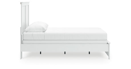 Bostwick Shoals Queen Panel Bed with Mirrored Dresser, Chest and 2 Nightstands in White from Ashley - Luna Furniture