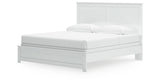 Bostwick Shoals King Panel Bed with Mirrored Dresser and 2 Nightstands in White from Ashley - Luna Furniture