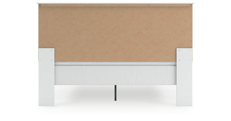 Bostwick Shoals King Panel Bed with Mirrored Dresser in White from Ashley - Luna Furniture