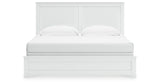 Bostwick Shoals King Panel Bed with Mirrored Dresser, Chest and Nightstand in White from Ashley - Luna Furniture