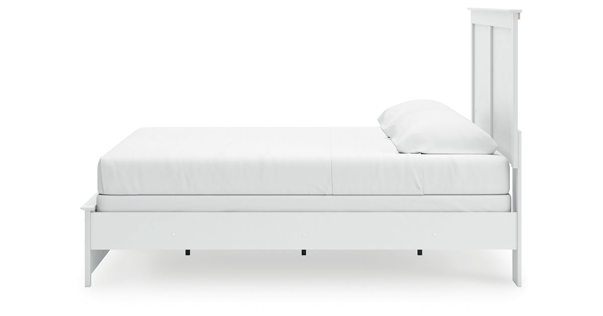 Bostwick Shoals King Panel Bed with Mirrored Dresser and 2 Nightstands in White from Ashley - Luna Furniture