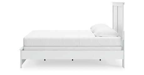 Bostwick Shoals King Panel Bed with Mirrored Dresser and 2 Nightstands in White from Ashley - Luna Furniture