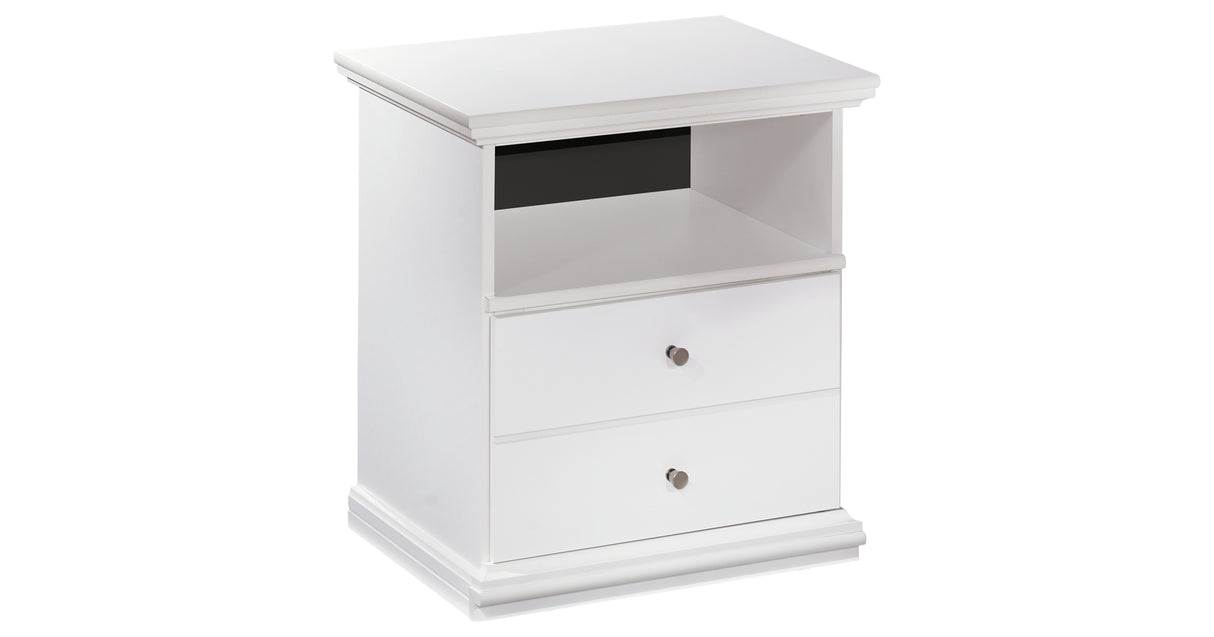 Bostwick Shoals Twin Panel Bed with Mirrored Dresser and Nightstand in White from Ashley Furniture - Luna Furniture