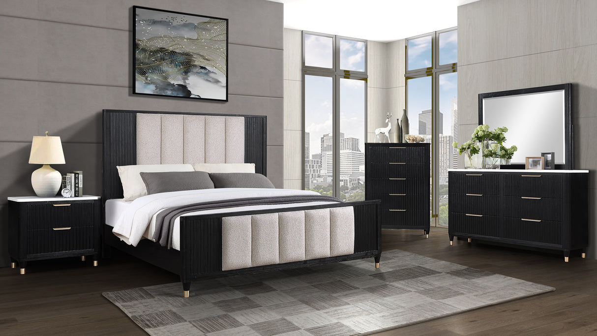 Kara Black Panel Bedroom Set