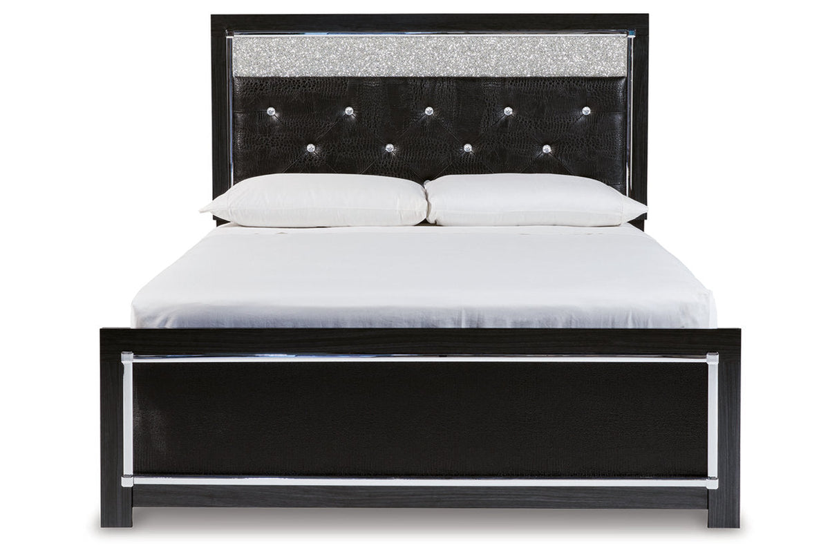 Kaydell Black Queen Upholstered Platform Bed